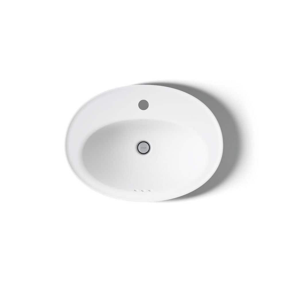 Serif® Ceramic Oval Drop-In Bathroom Sink with Overflow