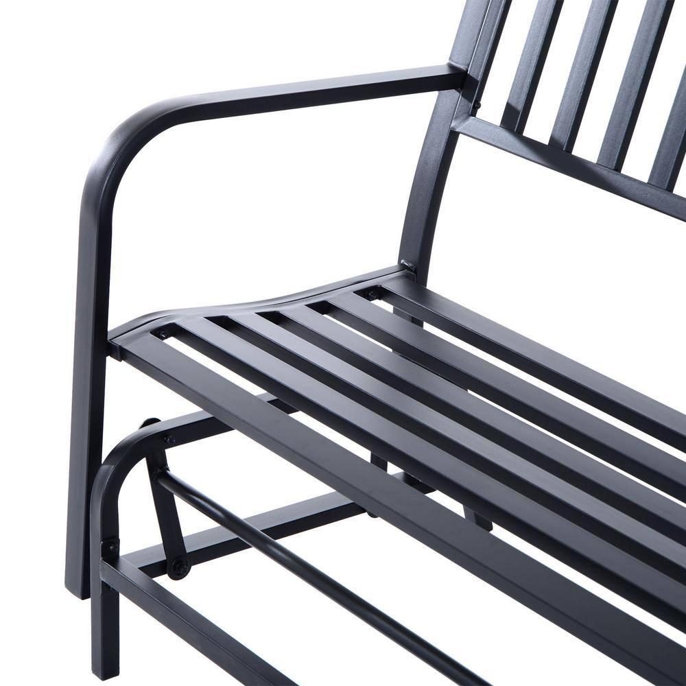 Outsunny Patio Glider Bench Outdoor Swing Rocking Chair Loveseat with Power Coated Steel Frame, Black
