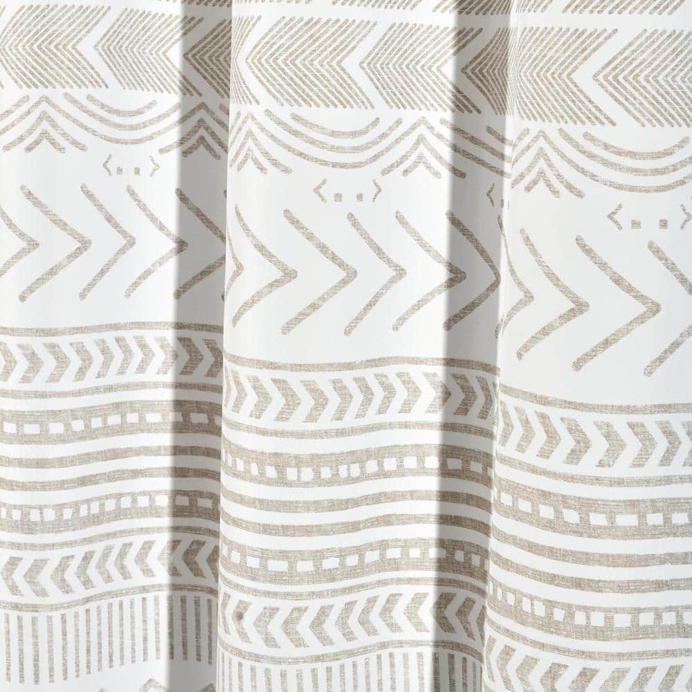 72 in. x 72 in. Hygge Geo Shower Curtain Taupe/White Single
