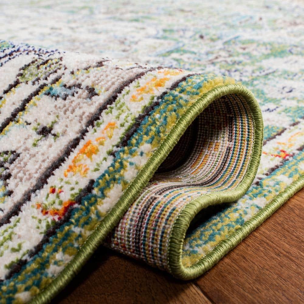 Madison MAD447 Power Loomed Indoor Area Rug - Green/Turquoise - 9' Round - Safavieh