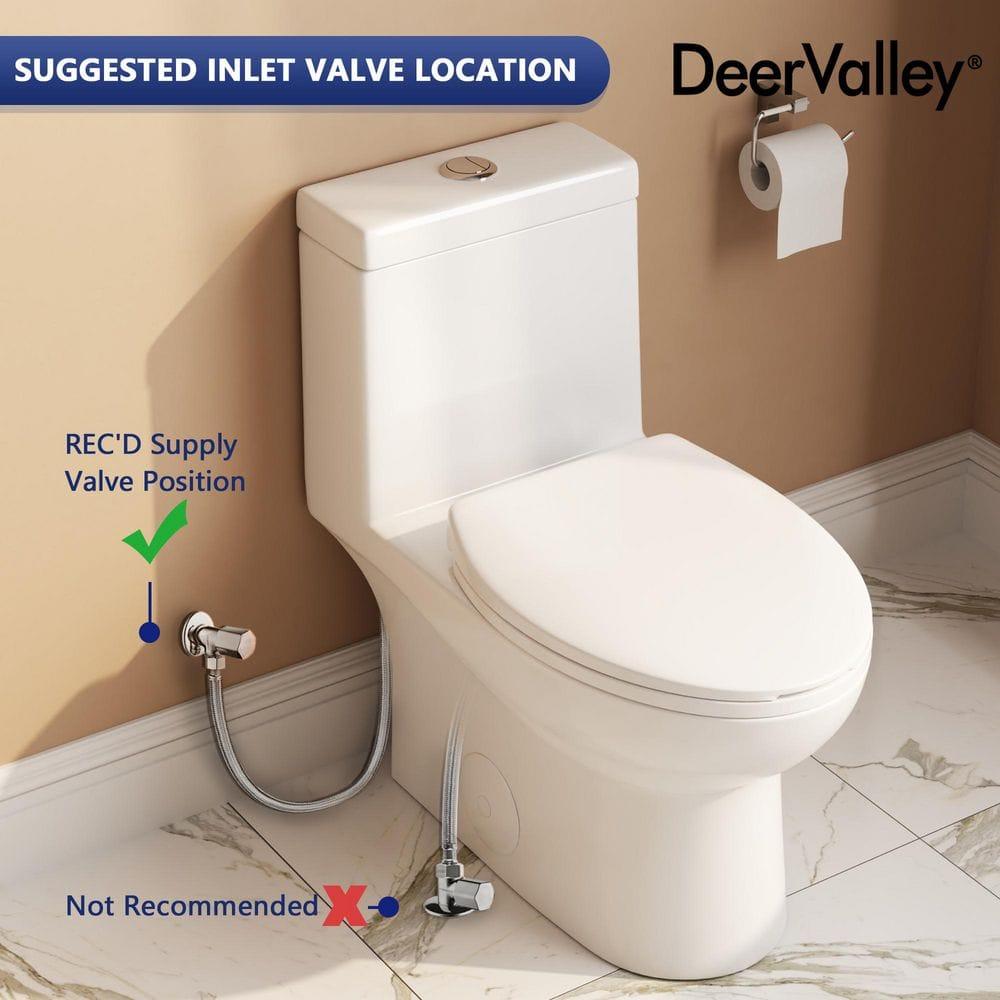 DeerValley Ally Dual-Flush Elongated One-Piece Toilet with Glazed Surface Modern Toilet with Comfort Seat Height  (Seat Included) DV-1F52816