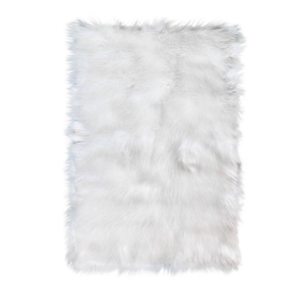 Diller White Faux Sheepskin Fur Machine Washable Shag Fluffy Area Rug