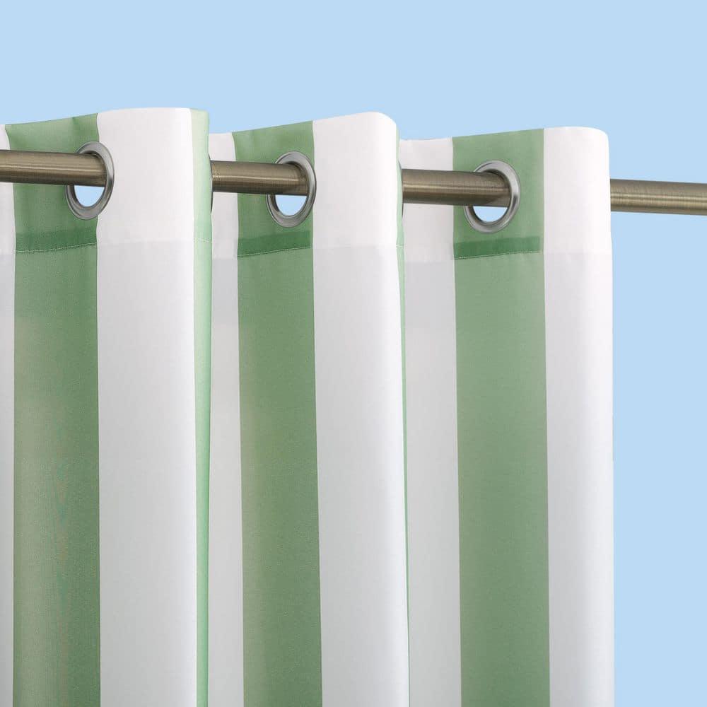 108"x54" Valencia Cabana Striped Indoor/Outdoor UV Protectant Room Darkening Grommet Curtain Panel Spa Green - Sun Zero