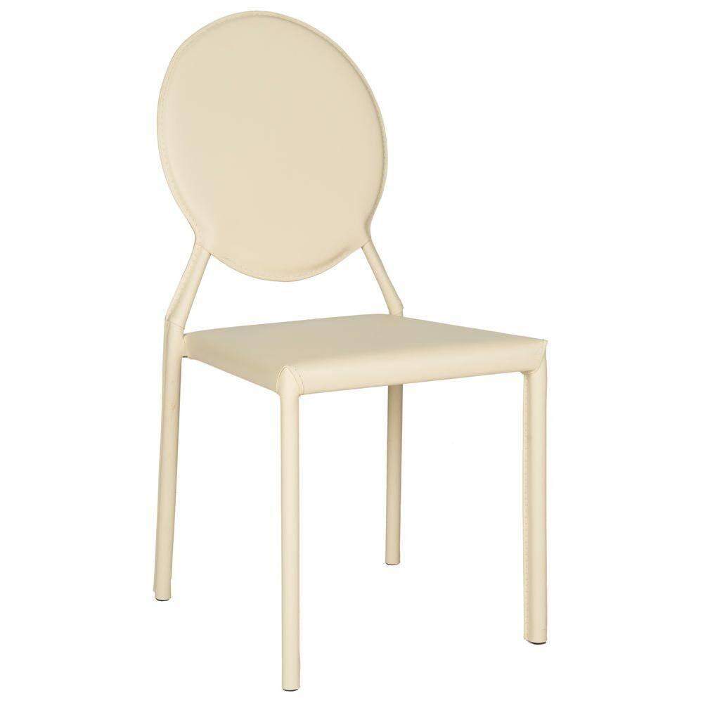 Warner Round Back Leather Side Chair (Set of 2) - FOX2018 - Butter Cream - Safavieh Couture