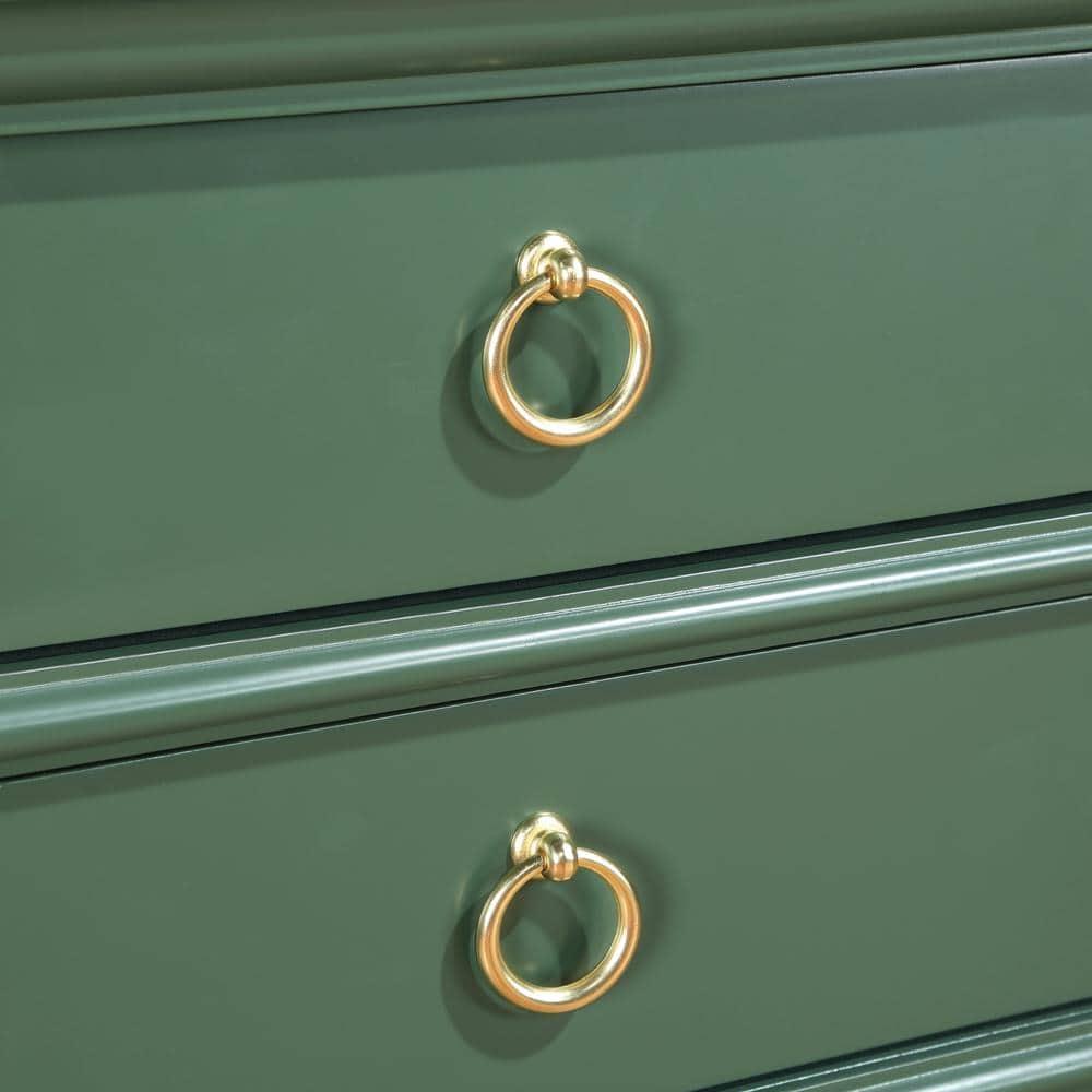 Comfort Pointe Clara Vintage Green Wood 2-Drawer Tray Top Nightstand