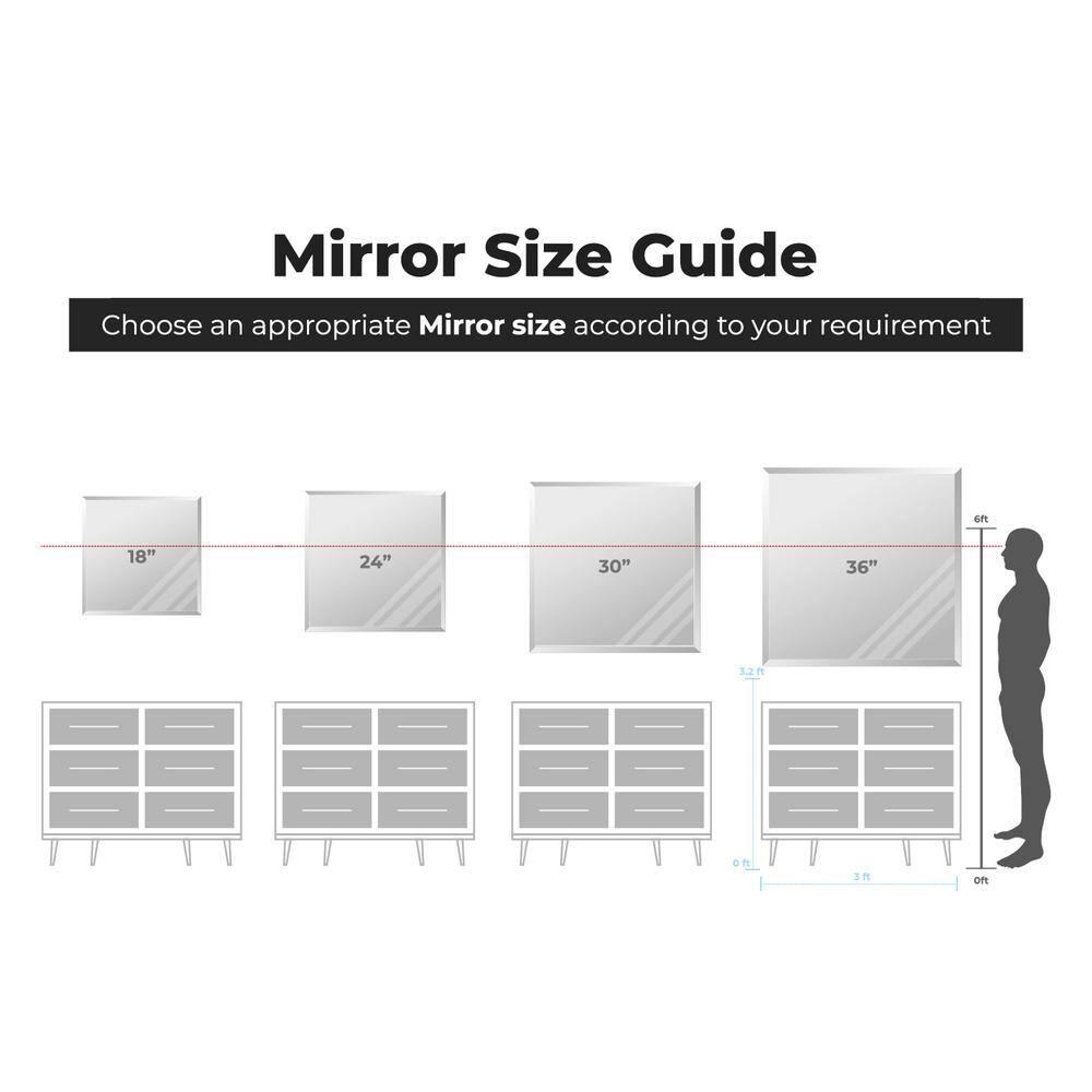 Fab Glass and Mirror Frameless Square Beveled Wall Mirror
