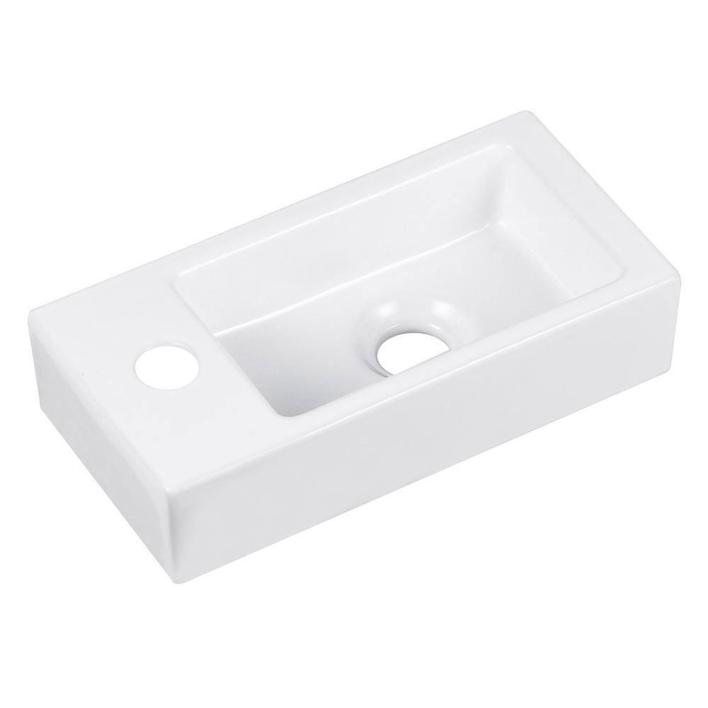 Liberty 14.57'' x 7'' Vitreous China Rectangular Wall Mount Bathroom Sink with Left Faucet Hole for Small Space
