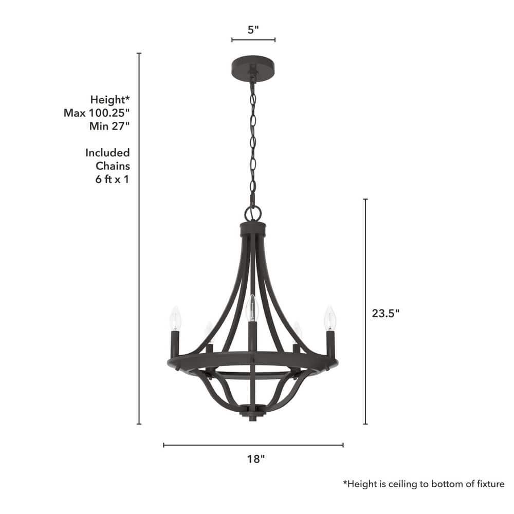 Perch Point 5 Light Candle Style Wagon Wheel Chandelier