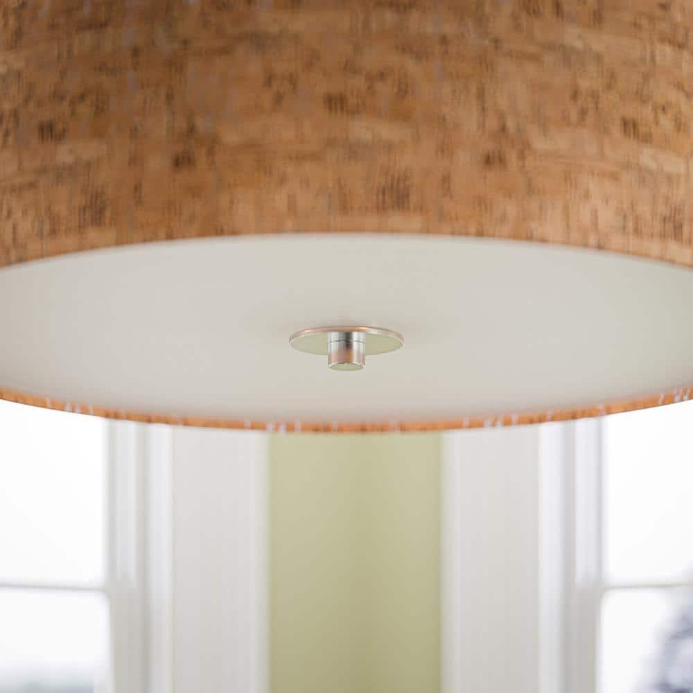 Bulletin 3-Light Brushed Steel Ceiling Pendant Light with Cork Shade