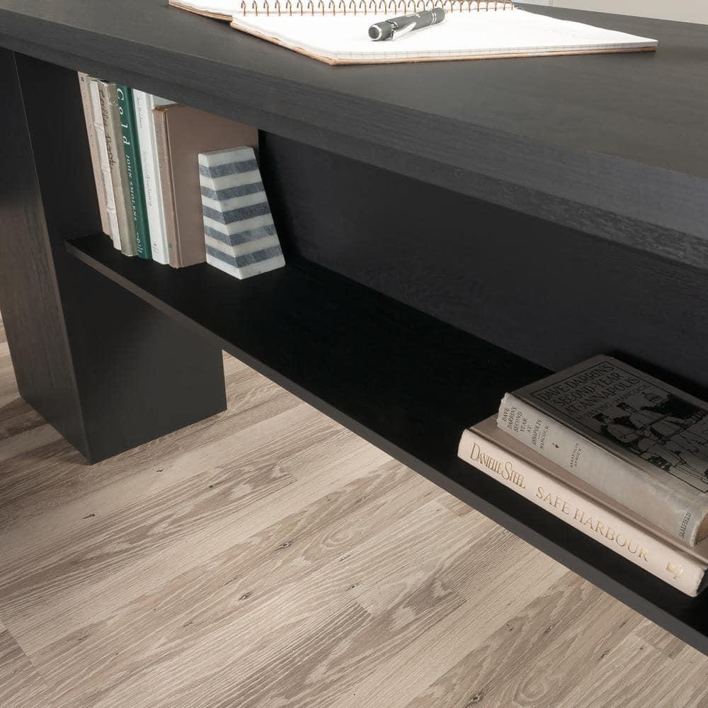 Sauder Dawson Trail Modern L Shape Desk Raven Oak: Home Office Furniture with File Drawer & Cord Management