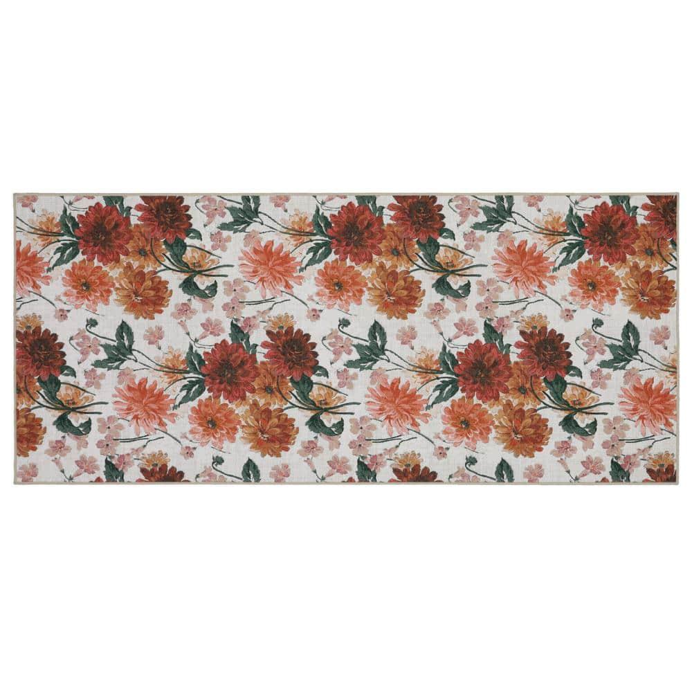 Laura Ashley Laura Ashley Dahlias Chenille Machine Washable, Slip Resistant Accent and Runner Rugs