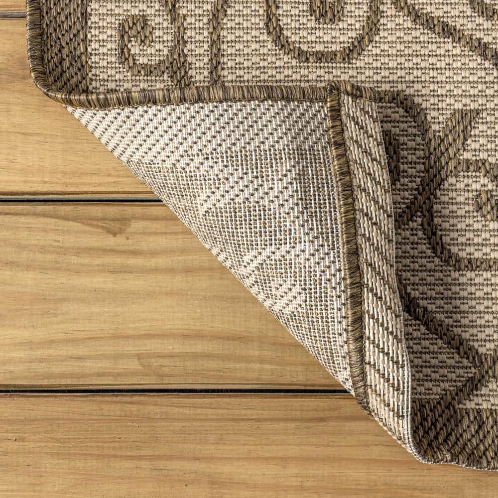 8'x10' Madrid Vintage Filigree Textured Weave Indoor/Outdoor Area Rug, Beige/Brown - JONATHAN Y