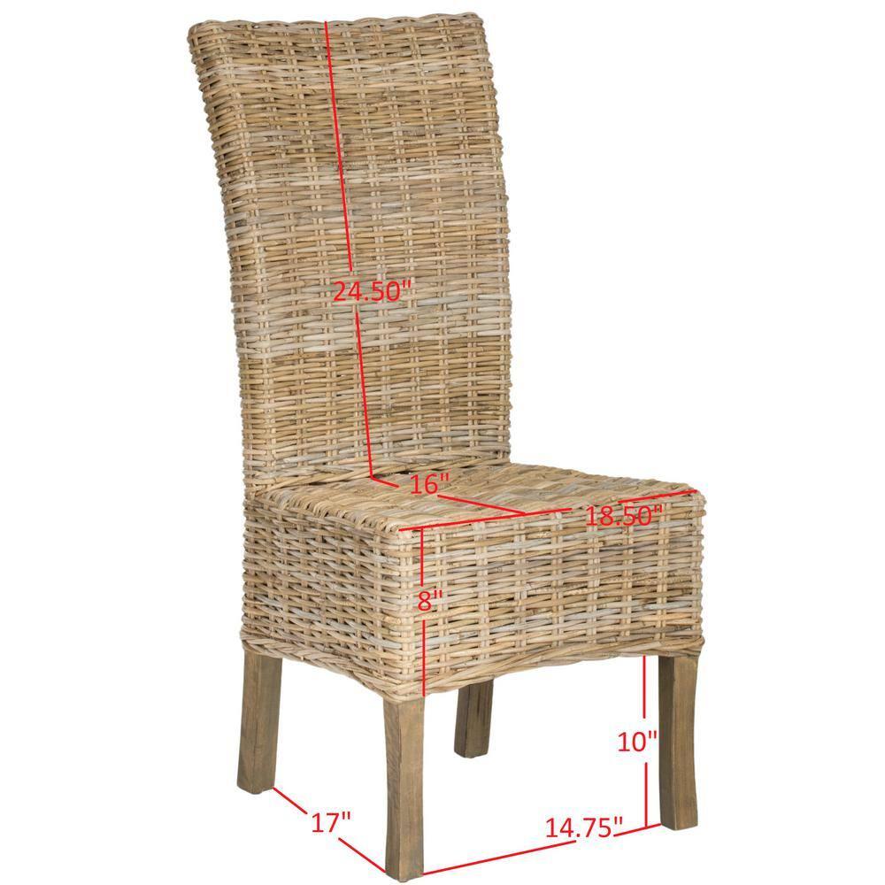 Quaker 19" H Rattan Side Chair (Set of 2) - FOX6521 - Natural Unfinished/Rustic Grey - Safavieh Couture