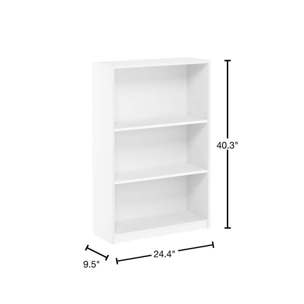 Furinno 3-Tier Bookcase with Adjustable Shelves for Study Home Office Kids Room,White