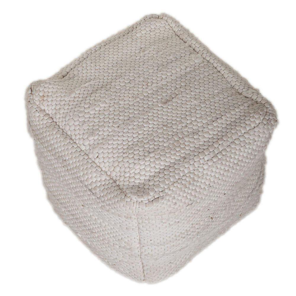 16 x 16 x 16 in. Chic Chunky White Textured Pouf