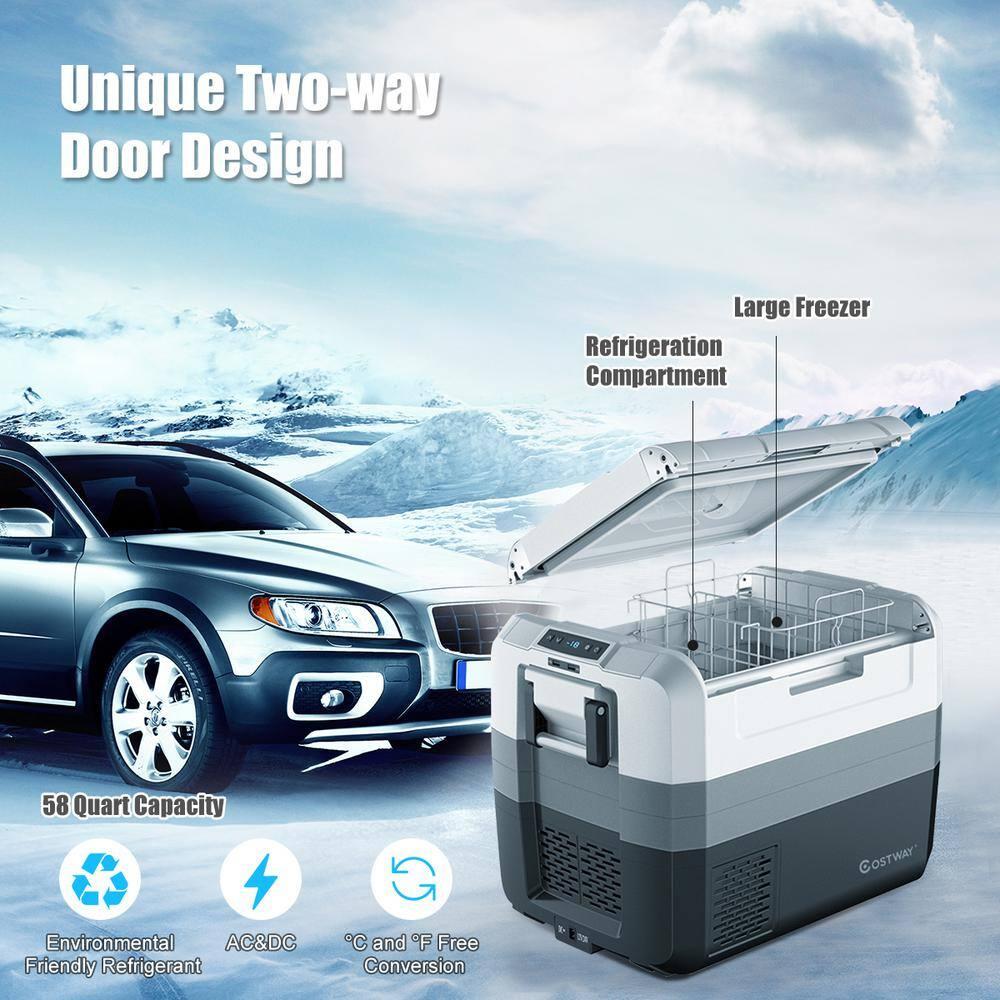 Barara King Car Refrigerator Fridge, Compressor Cooler, 58 Quart Portable Electric Camping Car Cooler