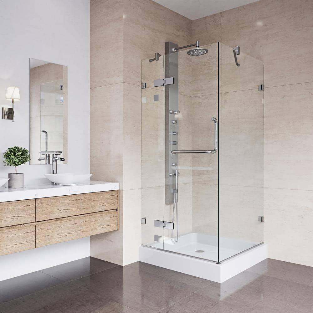 Monteray 36" W x 36" D x 79" H Hinged Frameless Shower Enclosure with 3/8Clear Glass&Base