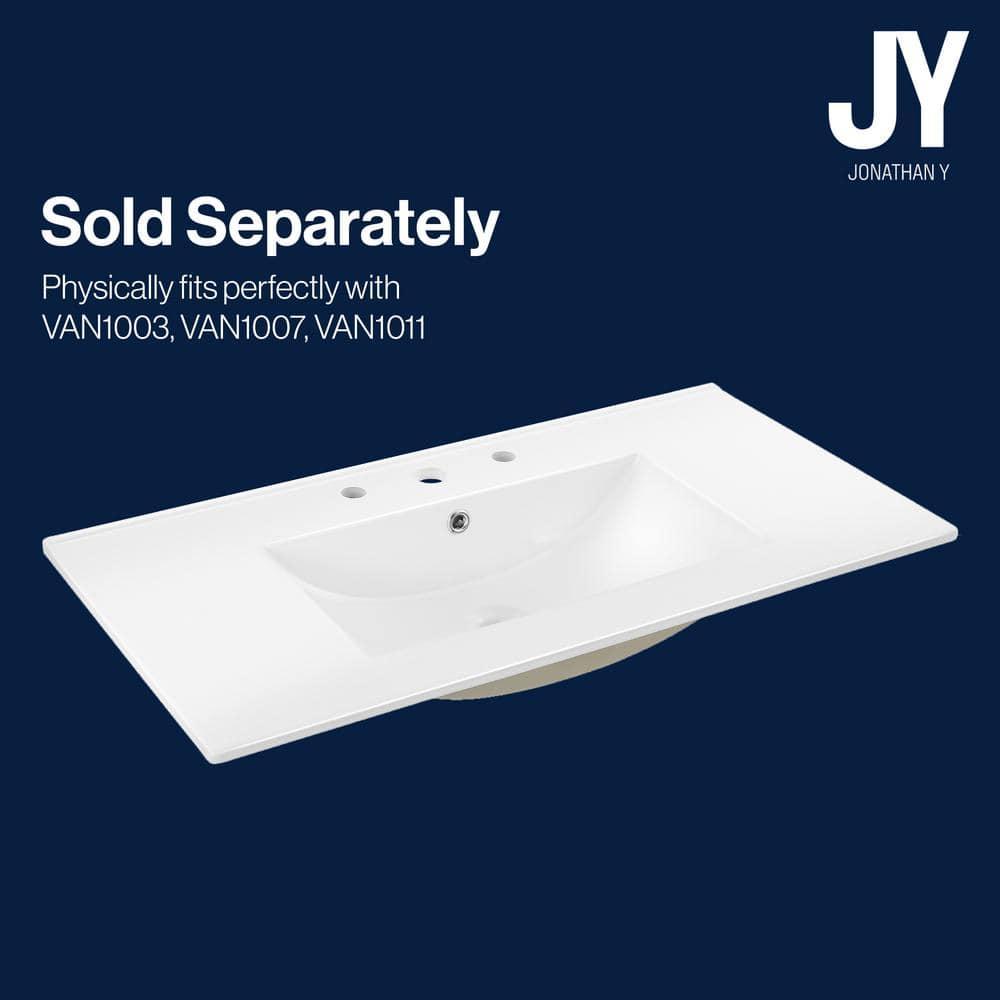 Swiss Madison 36" Zero Hole Vanity Sink Top In Glossy White