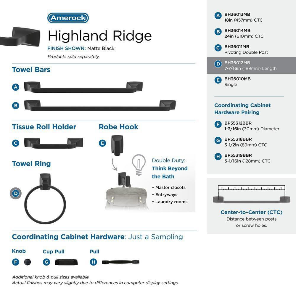 GlideRite Hardware Avalon Towel Ring Hardware Accessory 9040-SQ-MB-1