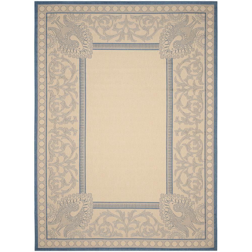 Courtyard CY2965 Power Loomed Indoor/Outdoor Area Rug - Natural/Blue - 4'x5'7" - Safavieh.
