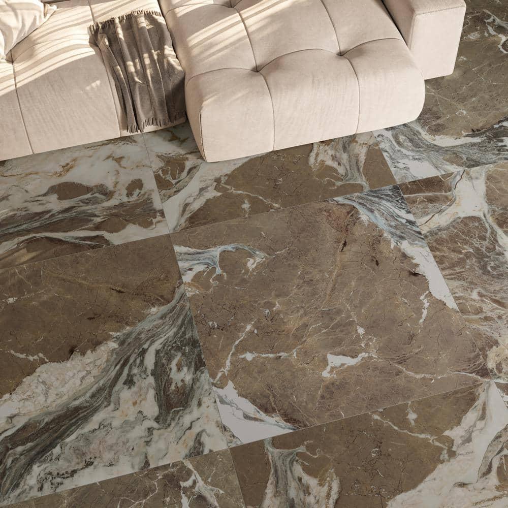 Signature 47.24 In. X 47.24 In. Marble Look Satin Porcelain Floor And Wall Tile (30.98 Sq. Ft. / Case)