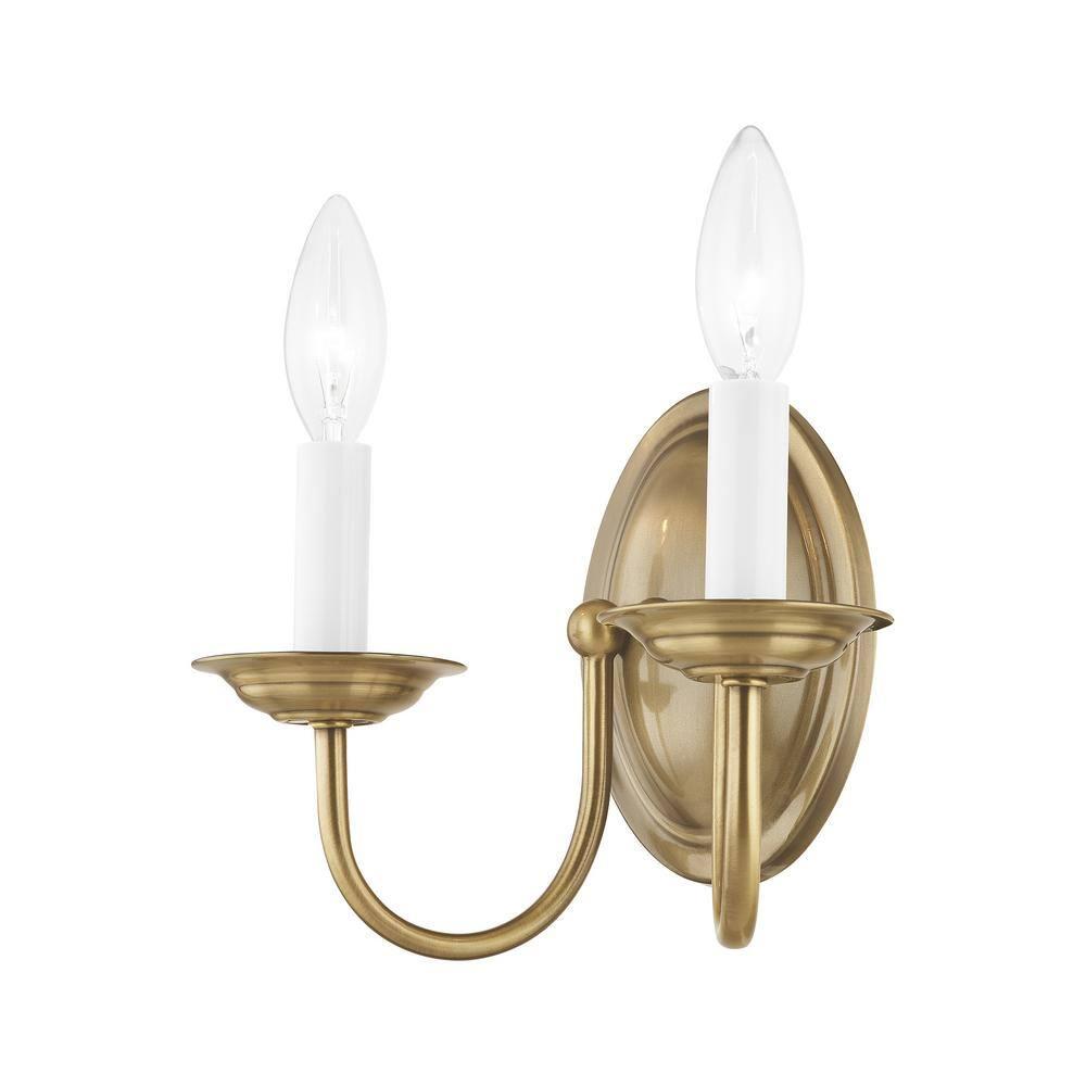 Elegant Antique Brass 2-Light Wall Sconce for Vanity