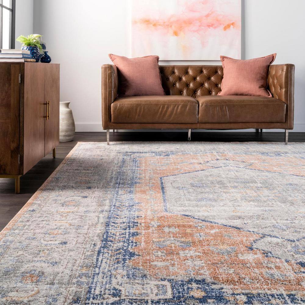 Nuloom Jacquie Medallion 2x12 Runner Indoor Area Rug for Living Room Bedroom Dining Room Entryway Hallway Kitchen, Peach/Beige