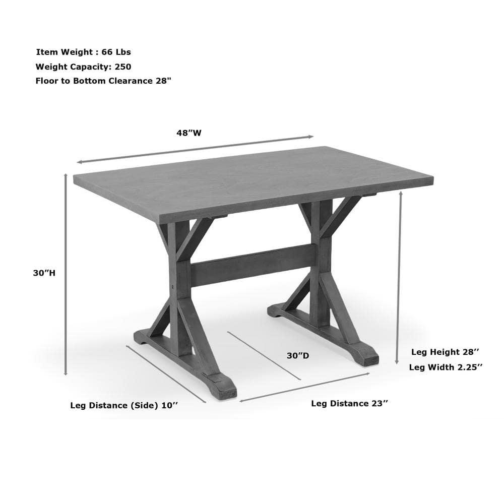 Carolina Living 48" Florence Trestle Dining Table Weathered Gray: Mid-Century Modern, MDF & Wood Veneer, Seats 4