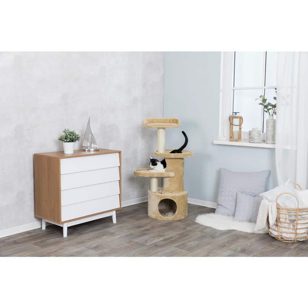 TRIXIE TRIXIE Oviedo 41" Cat Tree, 3-Level Cat Tower, Sisal Scratching Posts, Plush Condo, Tunnel, Platforms