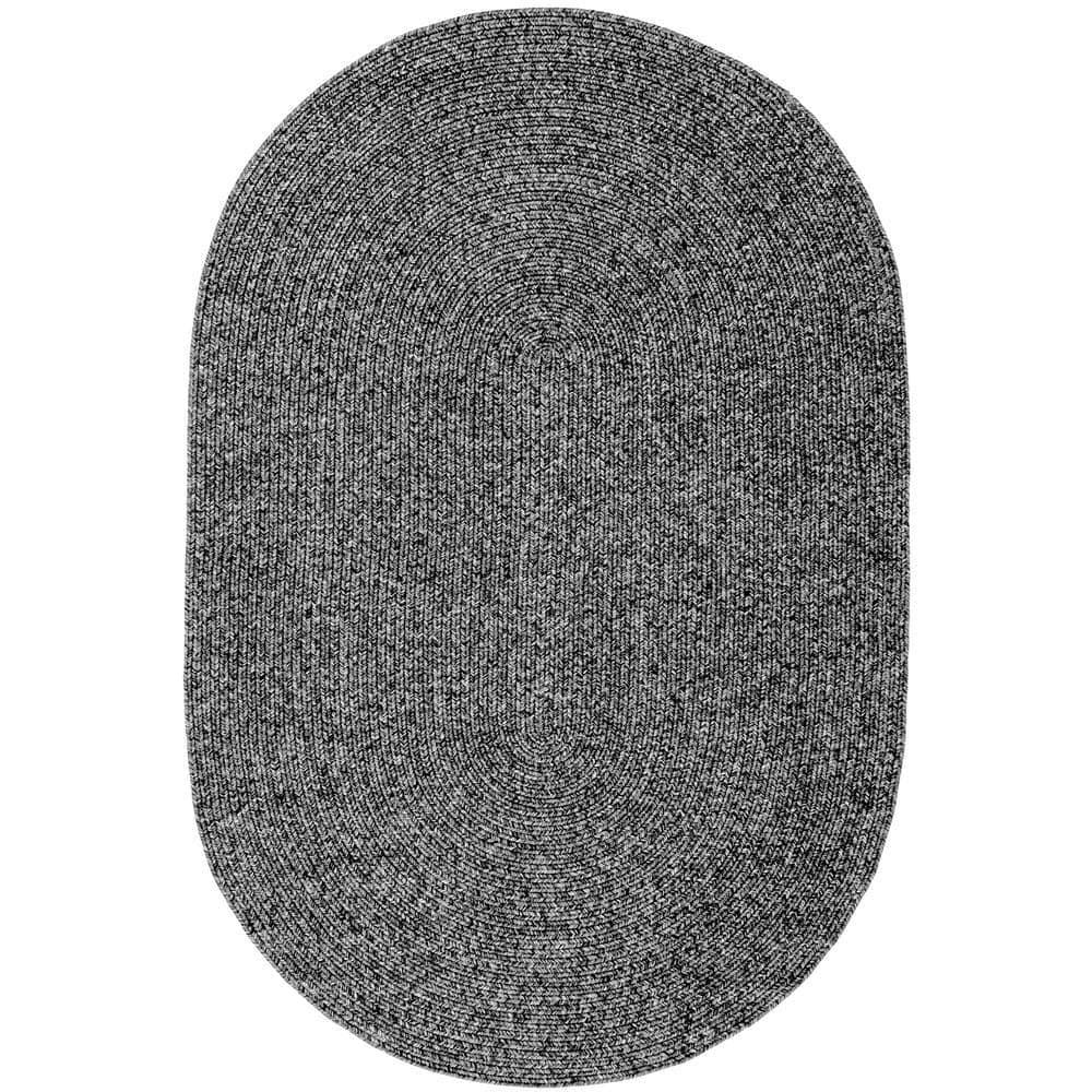 nuLOOM Wynn Braided Indoor/Outdoor Area Rug, Oval 4' x 6', Charcoal