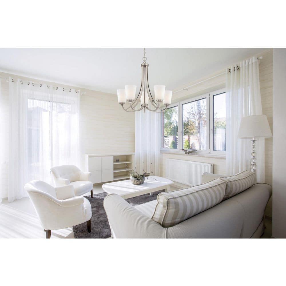 Minka Lavery Chandelier Lighting 4965-84, Overland Park Glass 1 Tier with Shades, 5 Light, Nickel