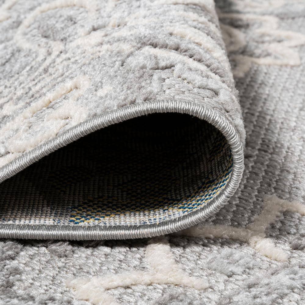 2'x8' Gordes Paisley High-Low Indoor/Outdoor Area Rug, Light Gray - JONATHAN Y