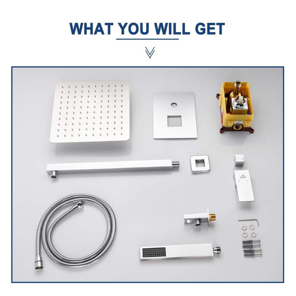 CASAINC 10" Wall Mounted Dual Shower Heads Shower Valve Trim System Kit