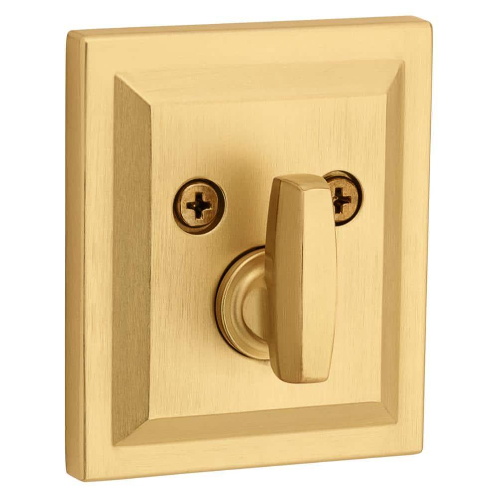 Baldwin Spyglass, Single Cylinder Front Door Deadbolt Featuring SmartKey Re-key Technology and Microban Protection, in Satin Brass