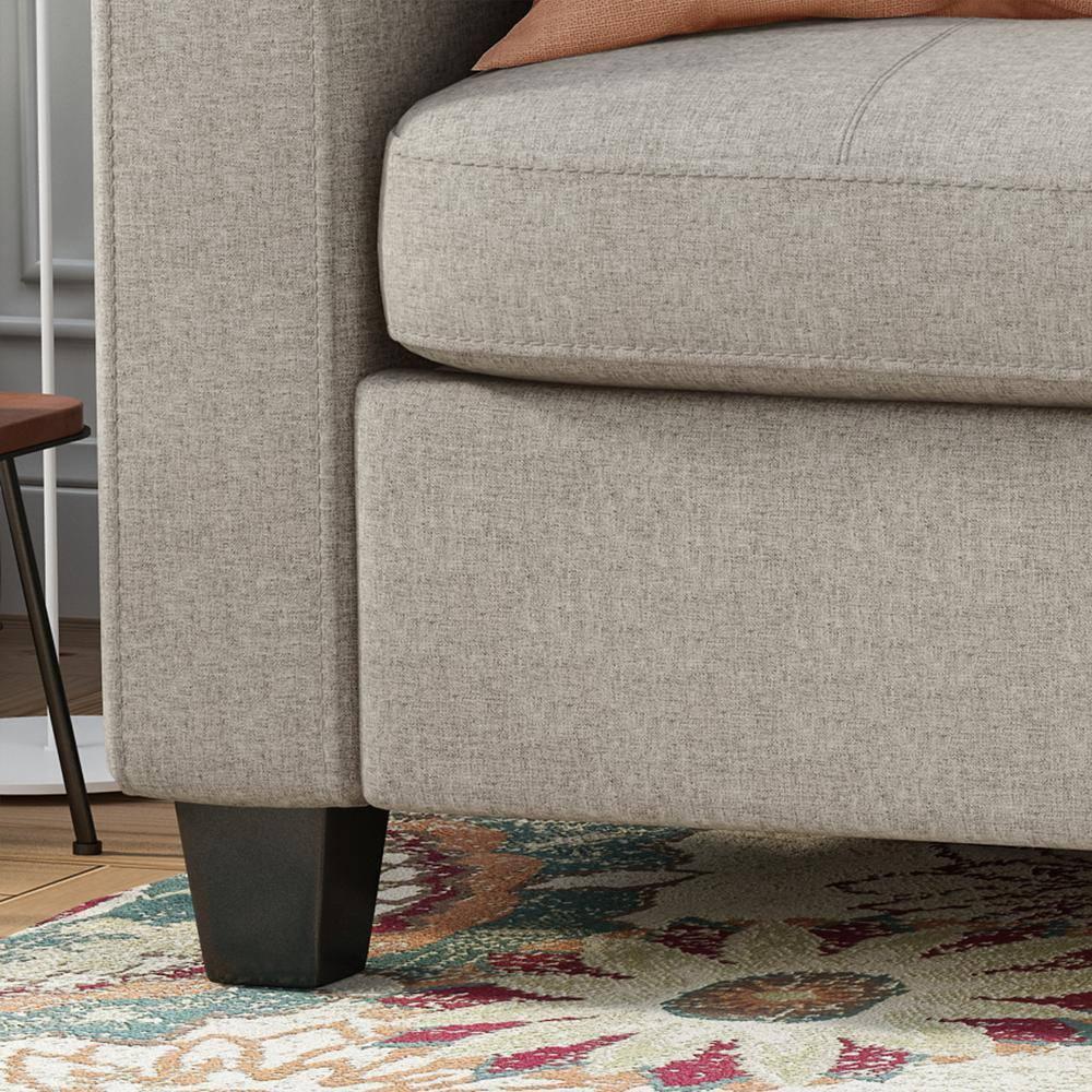 Noble House Laranne 3 Seater Tufted Fabric Sofa, Beige, Dark Brown