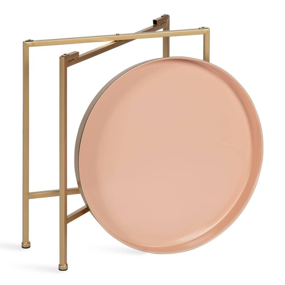Kate and Laurel Celia Round Metal Side Table, 18.25x18.25x22, Pink and Gold