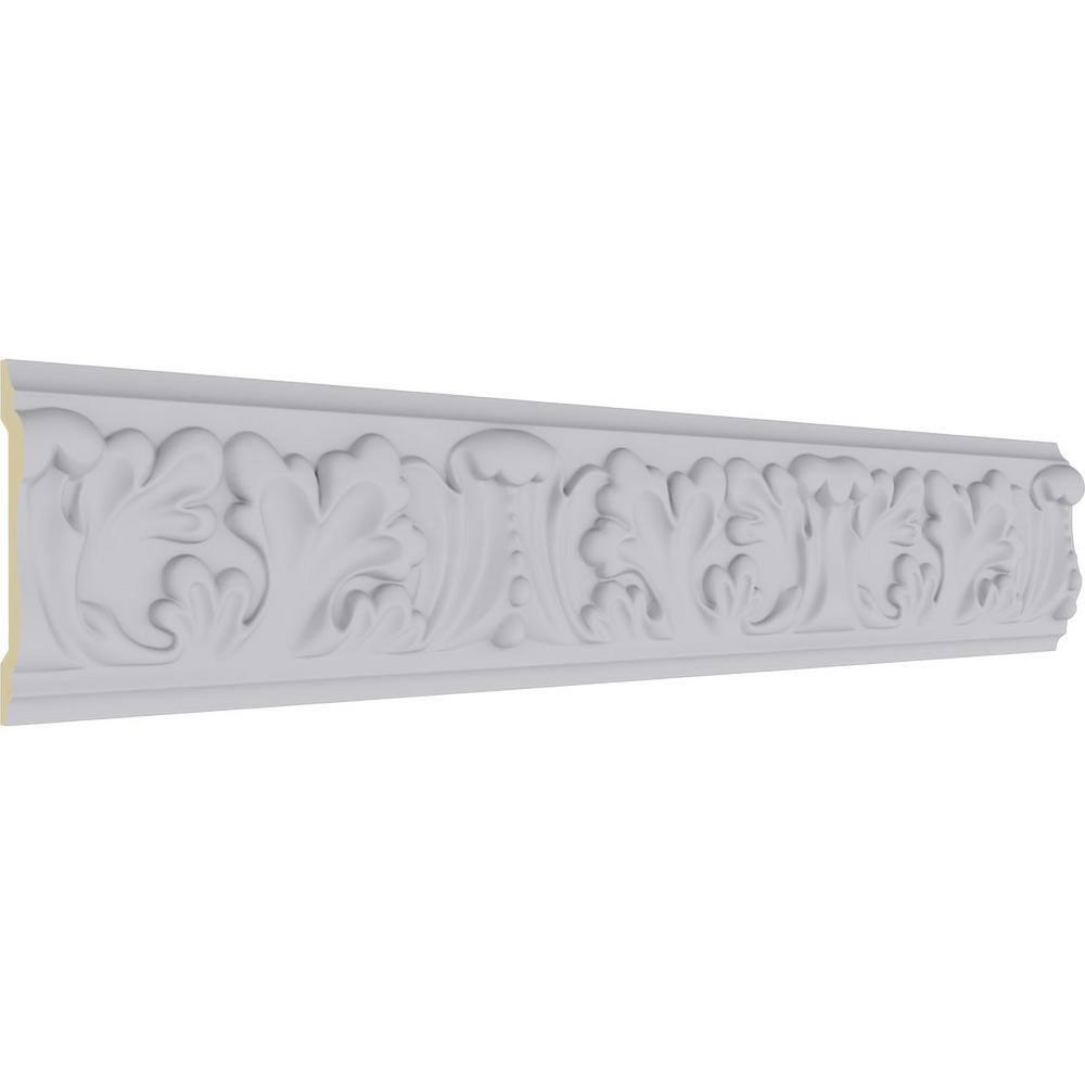 Ekena Millwork 3 1/2"H x 3/4"P x 94 1/2"L Benson Acanthus Leaf Chair Rail