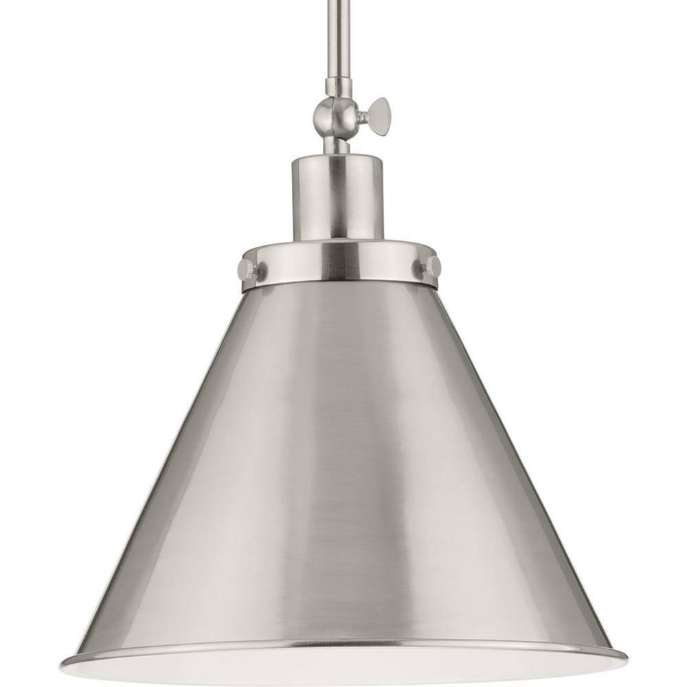 Progress Lighting Hinton 1-Light Pendant Brushed Nickel Steel Industrial Shade