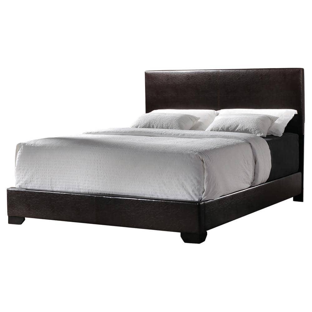 Coaster Conner Contemporary Leatherette Upholstered Panel Bed Dark Brown (Eastern King) King