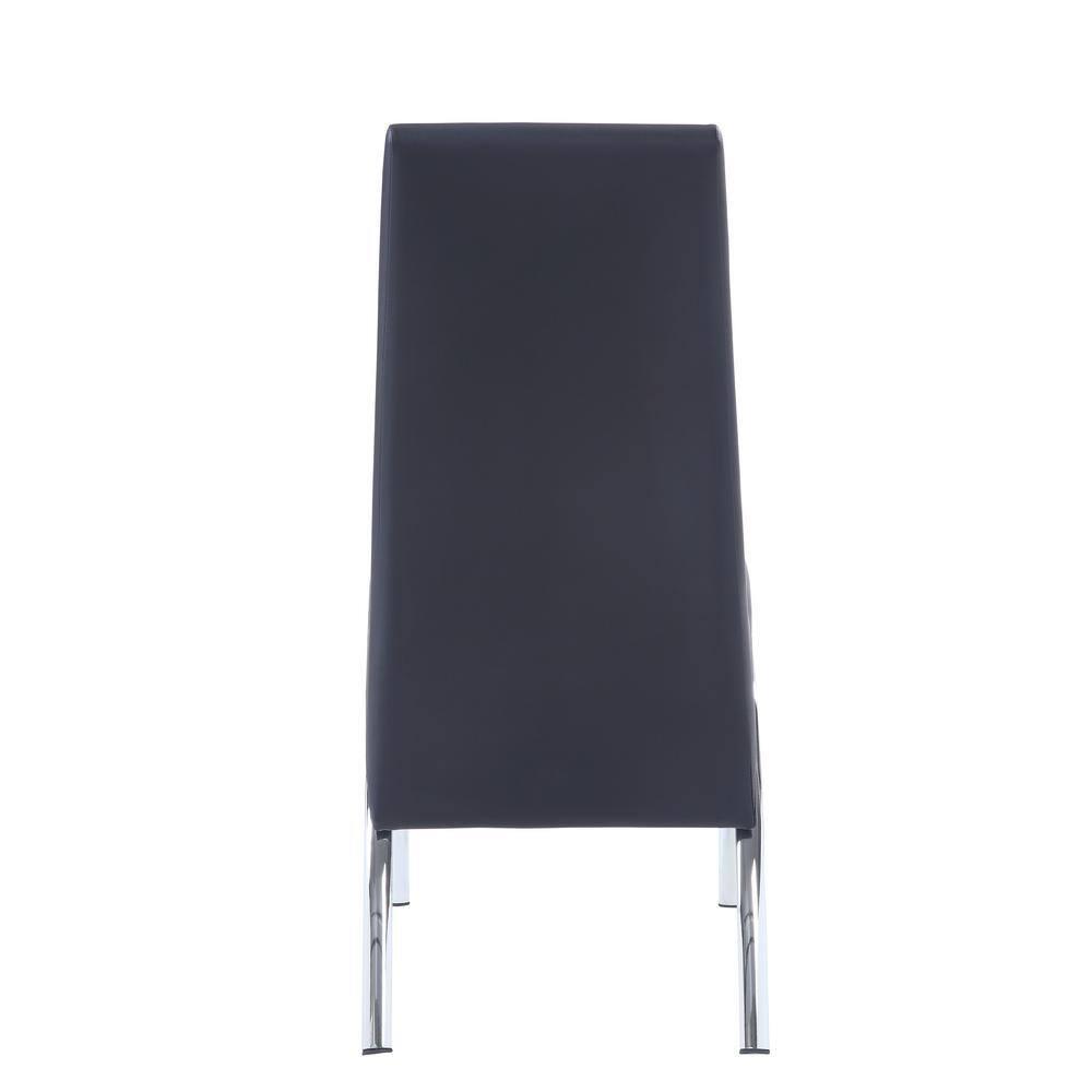 Set of 2 17" Pervis PU Dining Chairs Black/Chrome - Acme Furniture