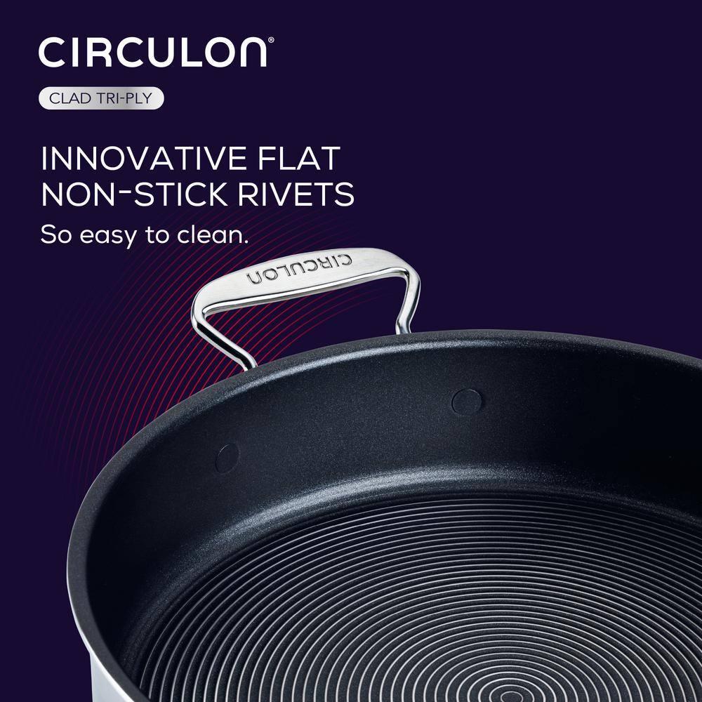 Circulon Circulon Clad Stainless Steel Cookware and Utensil Set with Hybrid SteelShield Nonstick, 12-Piece