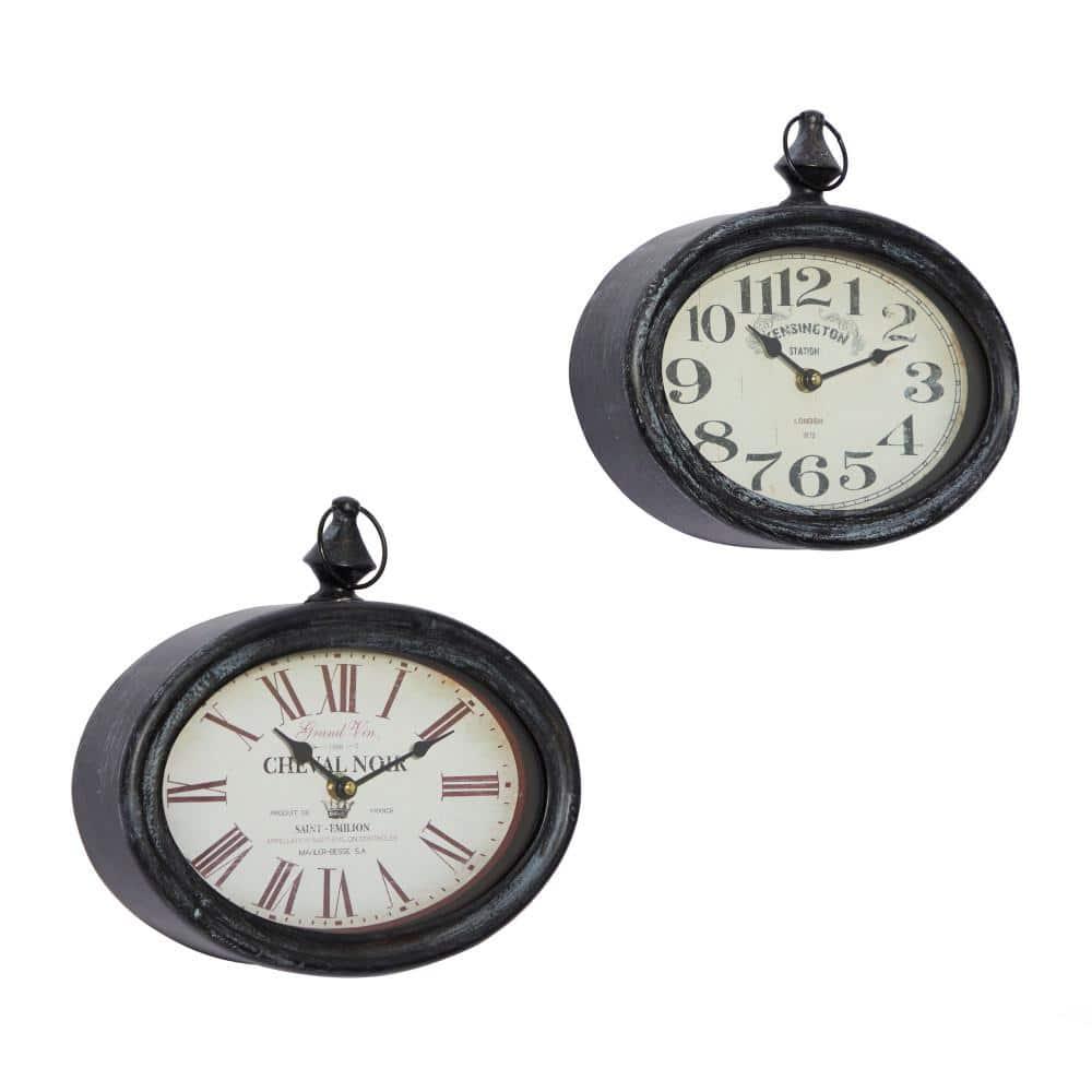 DecMode 12"H, 11"W Cream Metal Pocket Watch Style Wall Clock (2 Count)