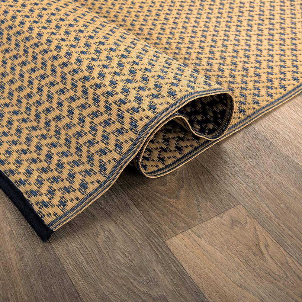 World Rug Gallery Contemporay Solid Reversible Plastic Indoor and Outdoor Rugs - NAVY 5' X 7'