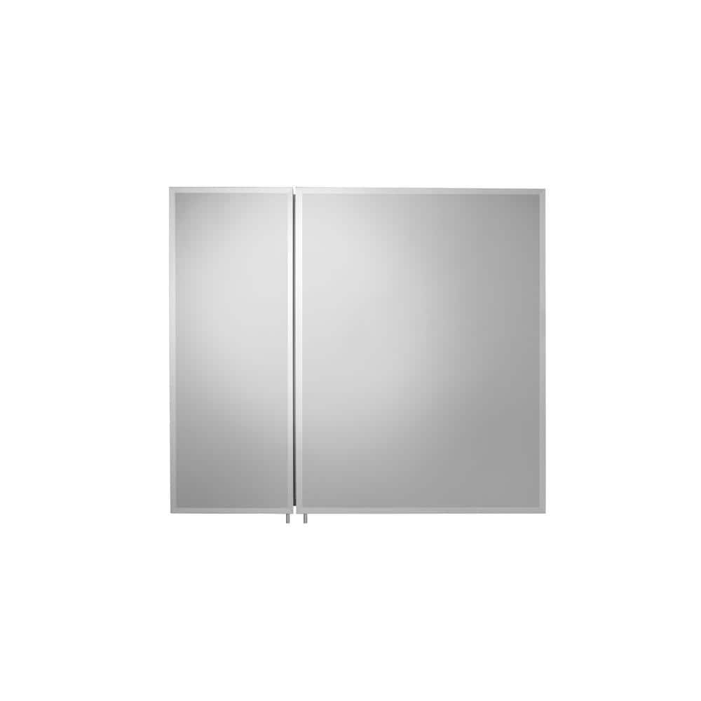 Croydex Halton Double Door Aluminium Bathroom Medicine Cabinet in Chrome (30x26in)