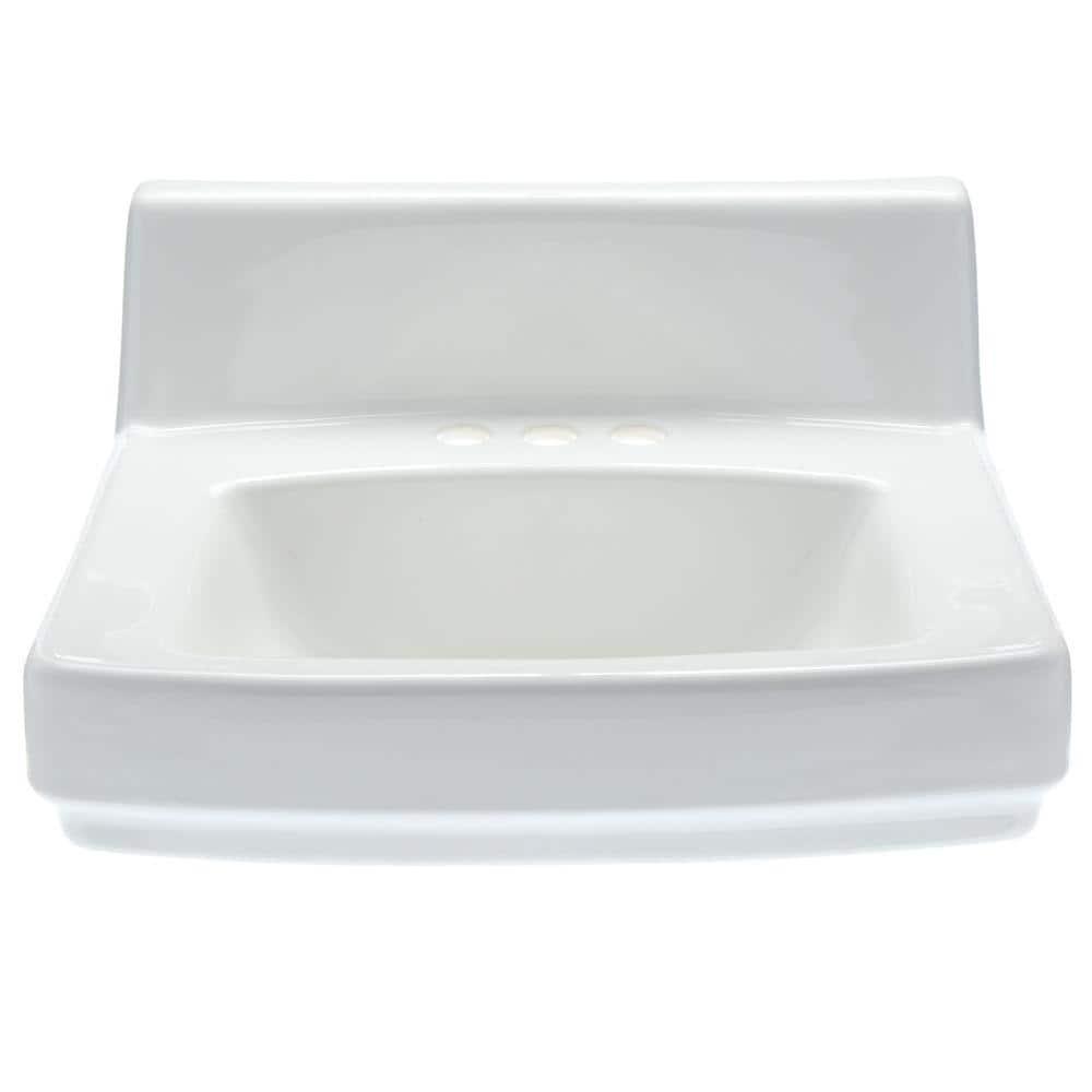 Greenwich Vitreous China Rectangular Wall Mount Bathroom Sink with Overflow