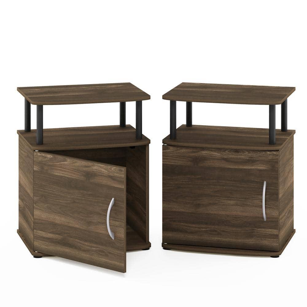 Furinno JAYA Utility Design End Table, Set of Two, Columbia Walnut/Black