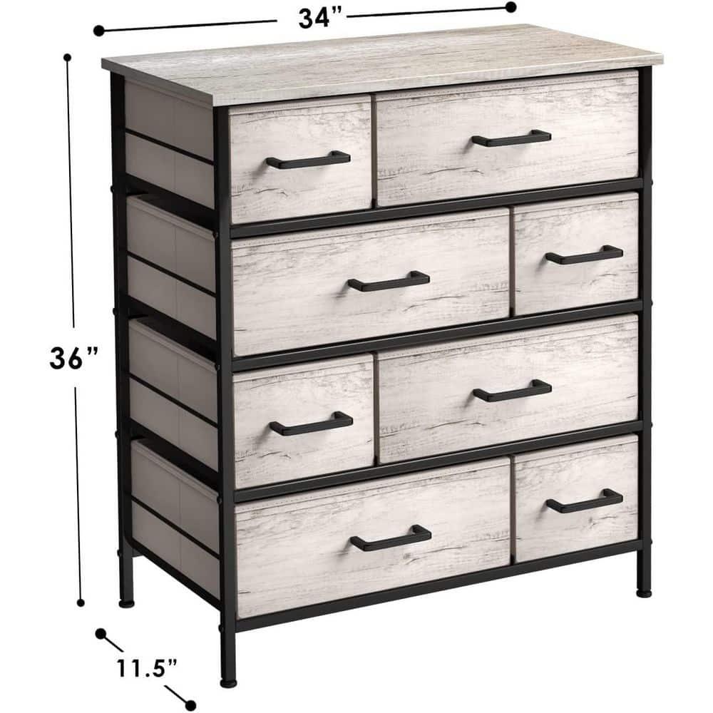 Sorbus Sorbus 8 Drawers Dresser with Steel Frame and Wood Top in Rustic