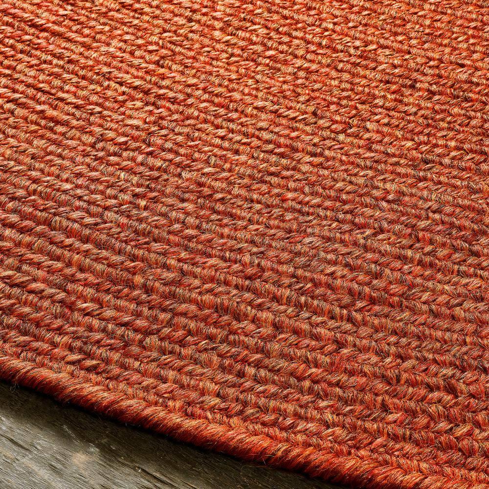 Braided Brick 2 ft. x 8 ft. Solid Indoor/Outdoor Oval Area Rug