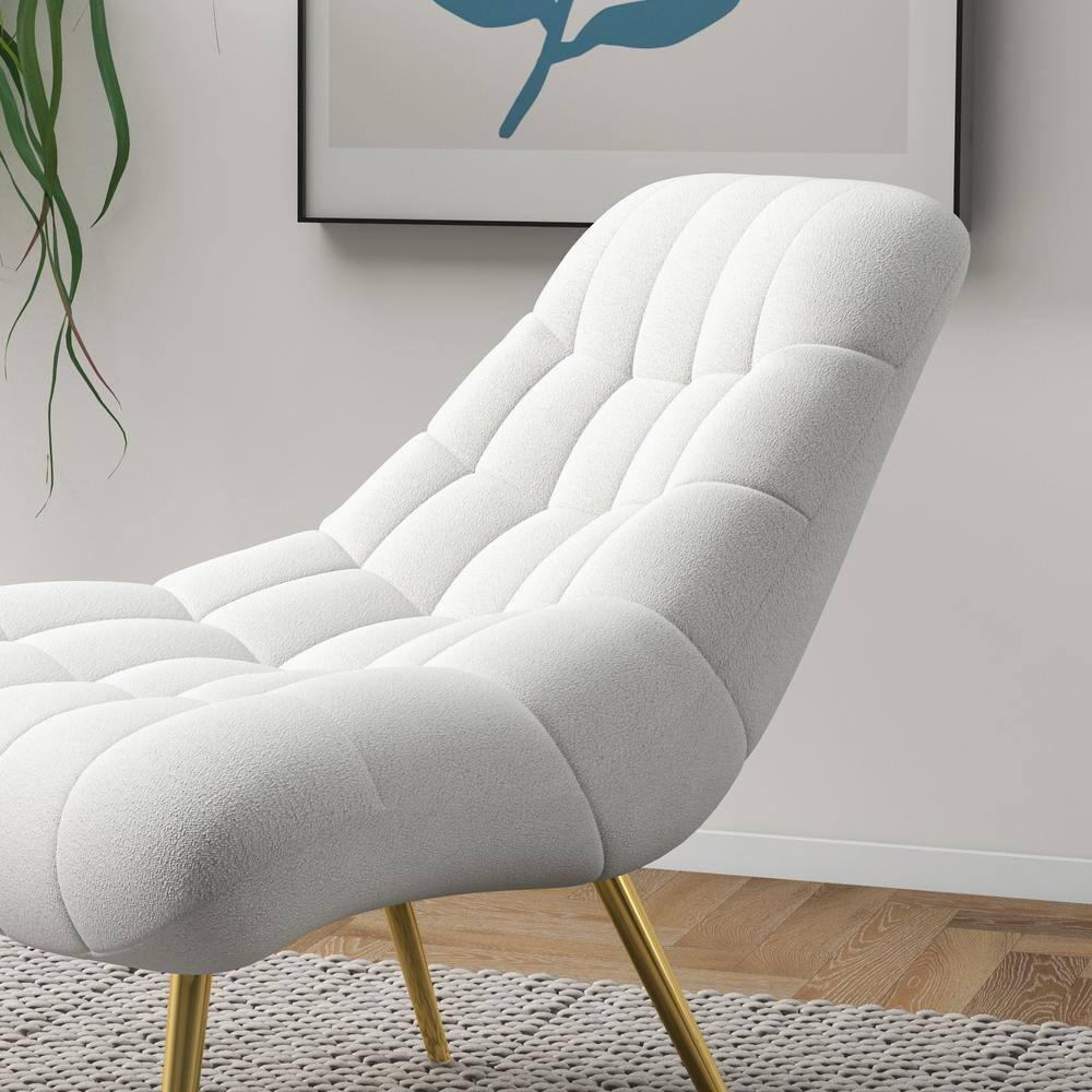 Eden Mid Century Furniture Style Comfortable Cream Fabric Boucle Lounge Chair
