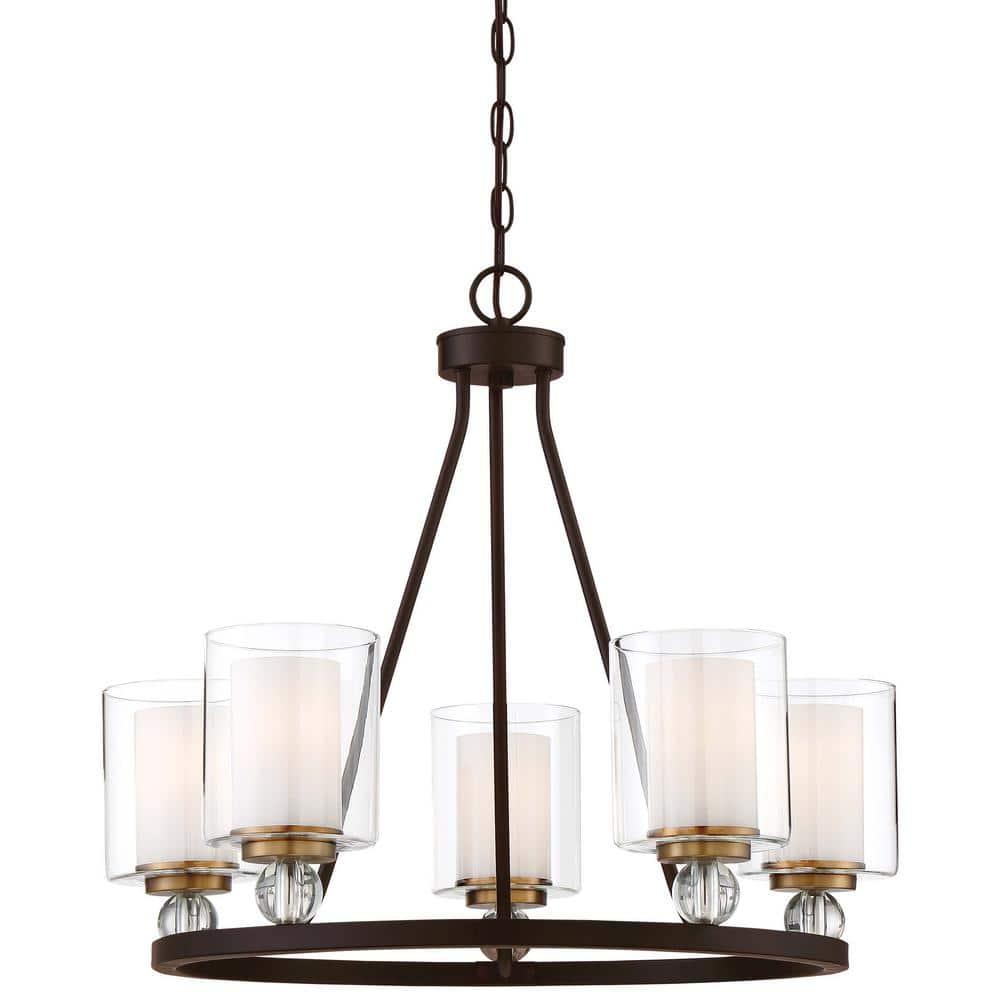 Minka Lavery - Studio 5 - Chandelier 5 Light Painted Bronze/Natural Brush Brass
